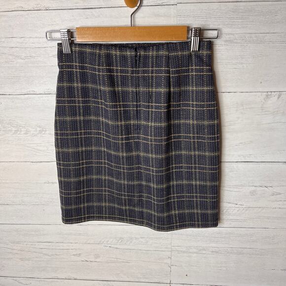 ModCloth Skirt Womens SZ Small Blue Sweet Silver Linings Plaid Mini School Girl - Picture 6 of 9